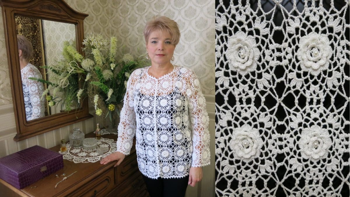 Кардиган из ажурных  мотивов