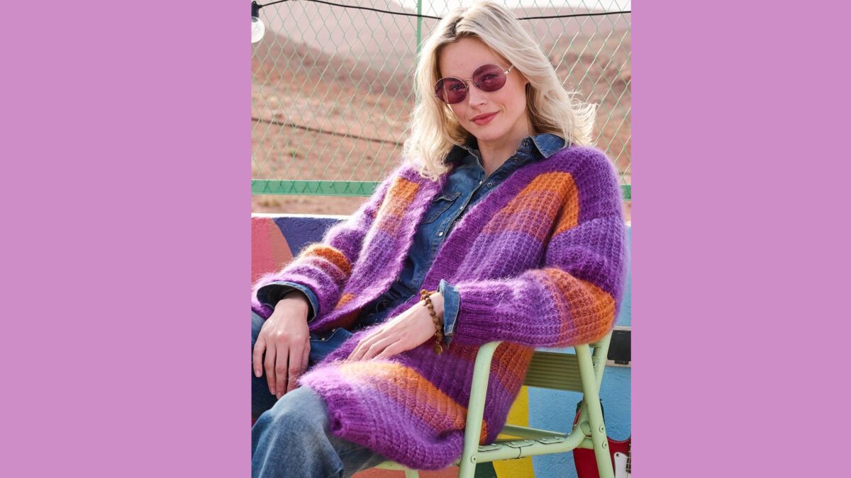 Вязаный кардиган с переходами цвета