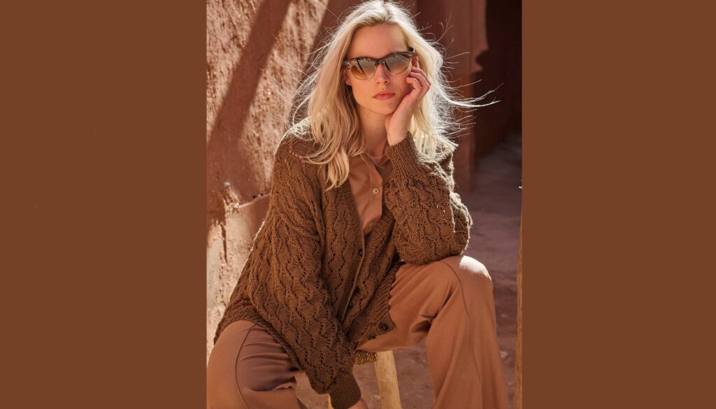 Ажурный кардиган из шерсти альпаки с шелком