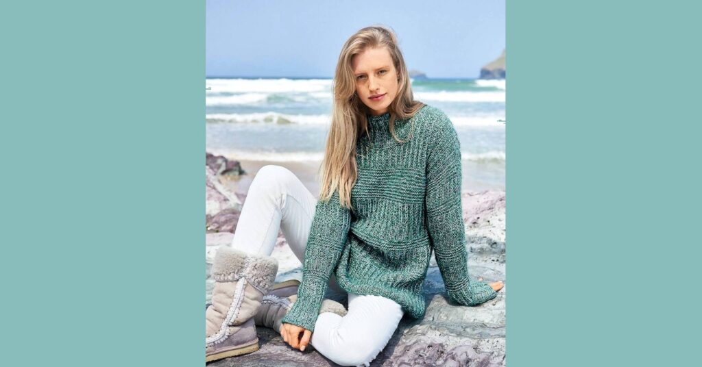 Изумрудный меланжевый свитер