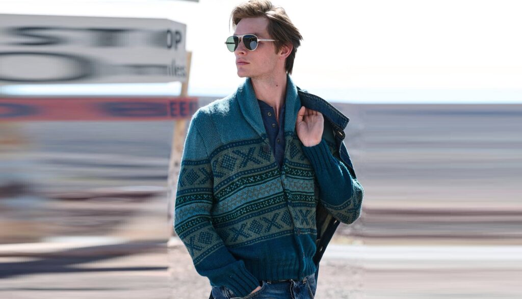 Жаккардовый кардиган с шалевым воротником ANGELO