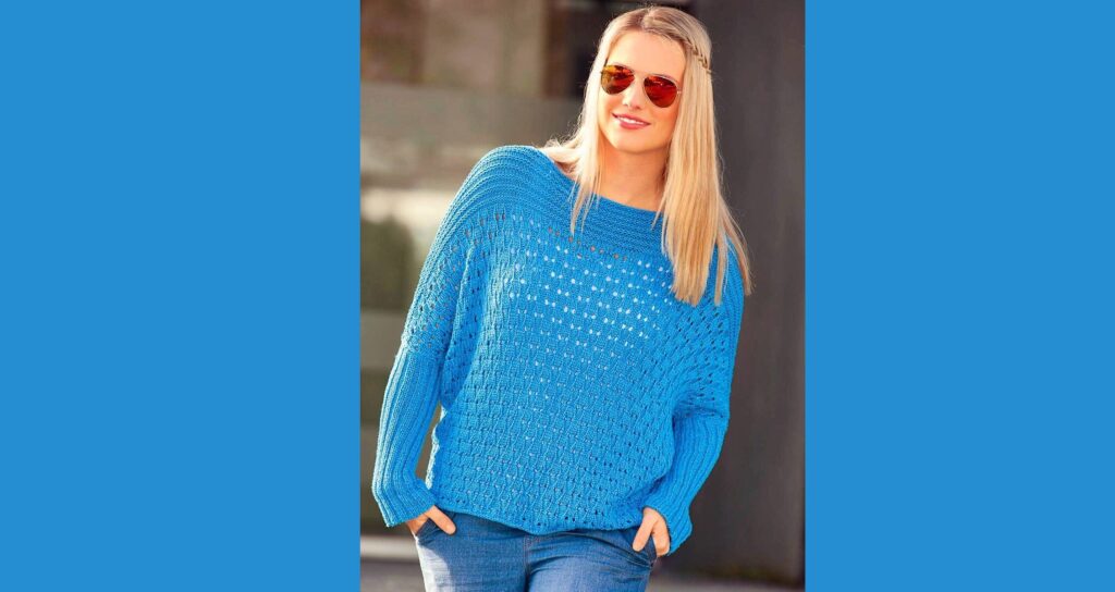 Бирюзовый пуловер-наволочка с вырезом-лодочкой