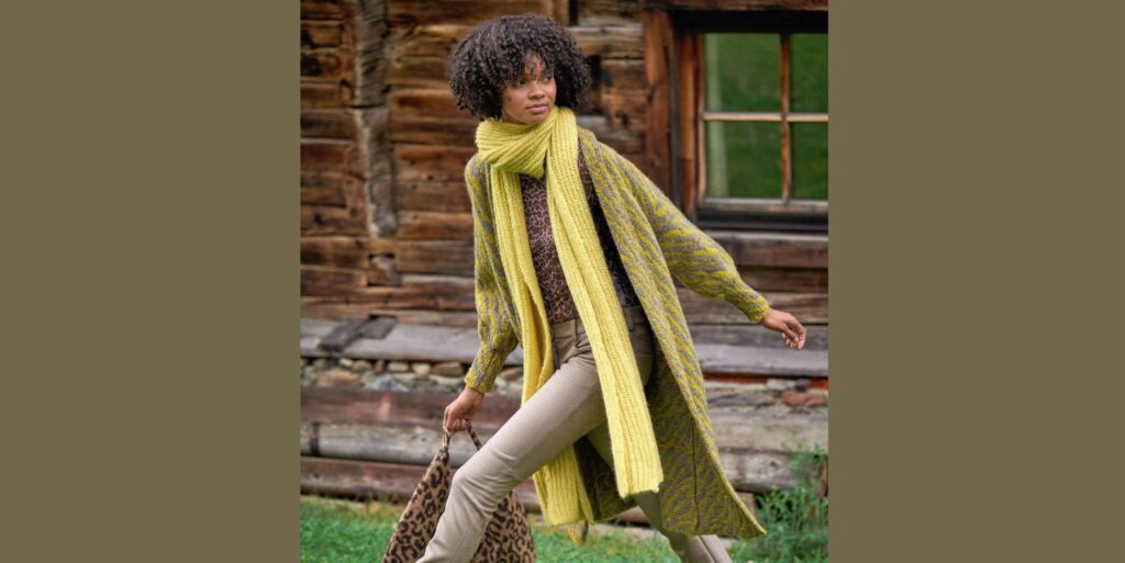 Жаккардовое пальто BIRGIT и шарф с патентным узором