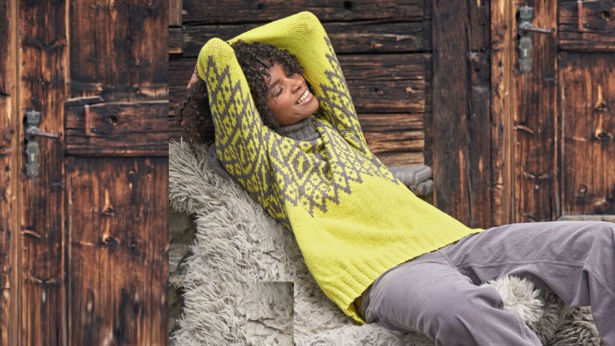 Пуловер с жаккардовой кокеткой BOBBY