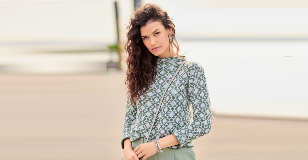 Двухцветный жаккардовый пуловер