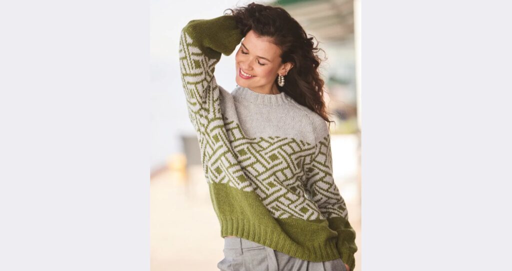 Пуловер реглан с жаккардовым узором