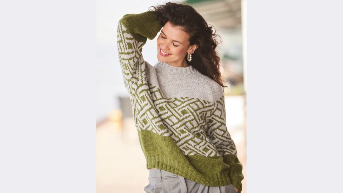 Пуловер реглан с жаккардовым узором