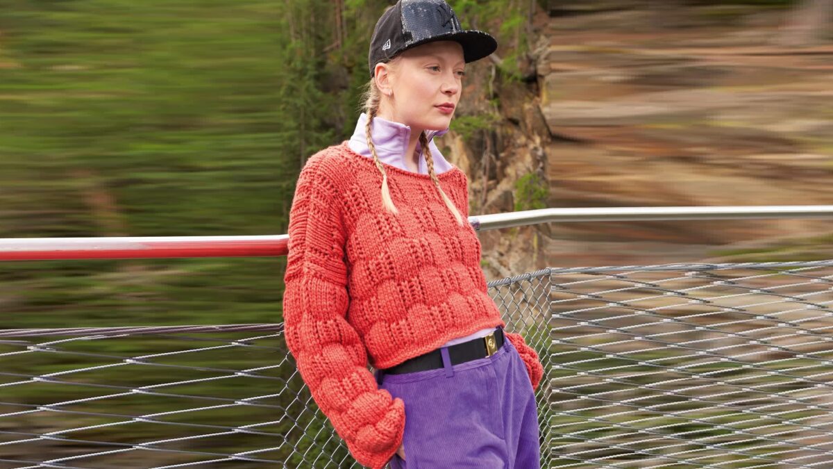 Пуловер с шахматным узором